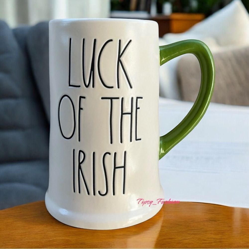 Rae Dunn LUCK OF THE IRISH Green Coffee Mug Large St. Patrick’s Day